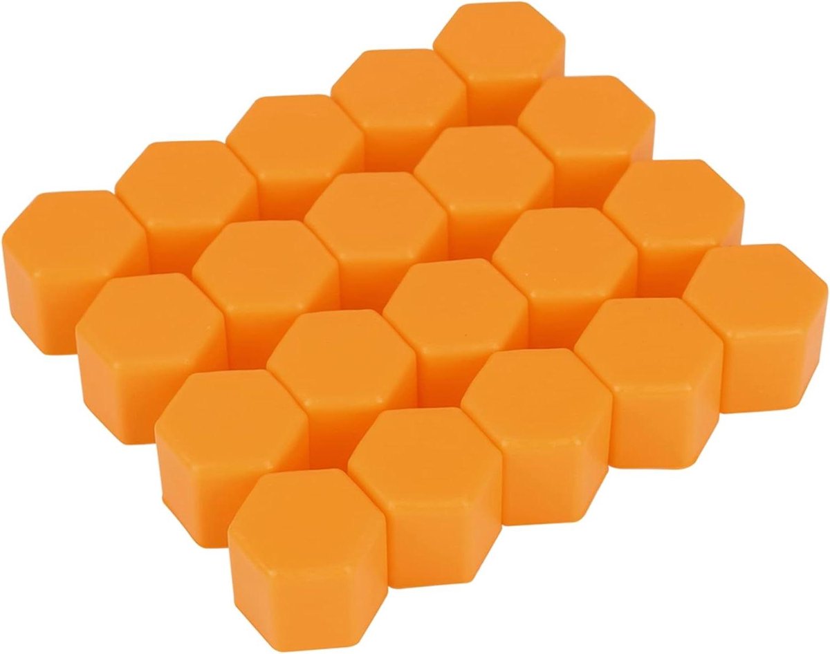 Image of 20 stuks auto wielmoer naafdoppen stofkappen 19mm oranje - Set van siliconen met zoekwoorden wielmoerdoppen, stofkappen auto.