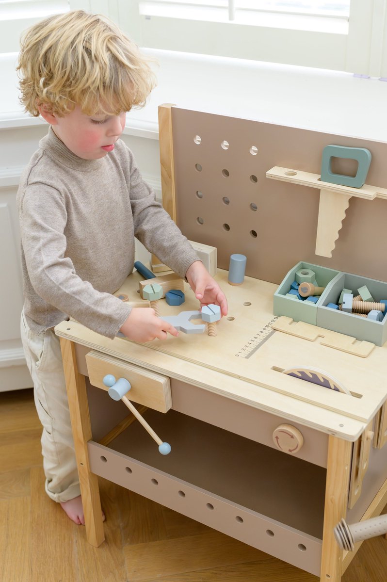 Babiem® Thomas - Werkbank Speelgoed - Incl. Gereedschap - Speelgoed - Gereedschap Speelgoed - Kindergereedschap - kinder werkbank - 55x34x80 cm - Hout — afbeelding 3