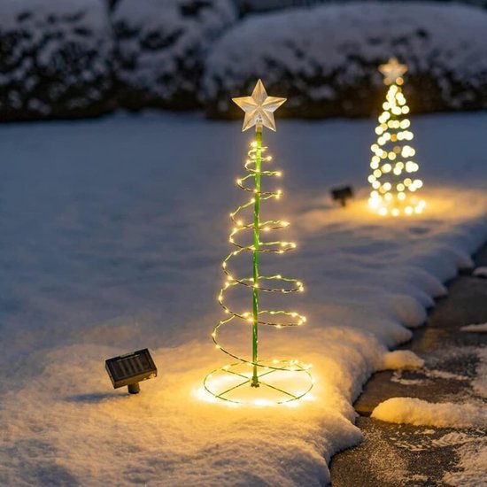 Sapin de Noël d'extérieur Dussdote à énergie solaire et résistant aux intempéries - Guirlande lumineuse solaire à LED pour sapin de Solar - Blanc chaud