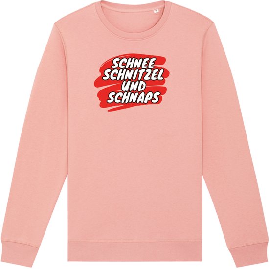 Schnee, schnitzel und schnaps wintersport sweater canyon pink XL - soBAD. | Foute apres ski outfit | kleding | verkleedkleren | wintersporttruien | wintersport dames en heren