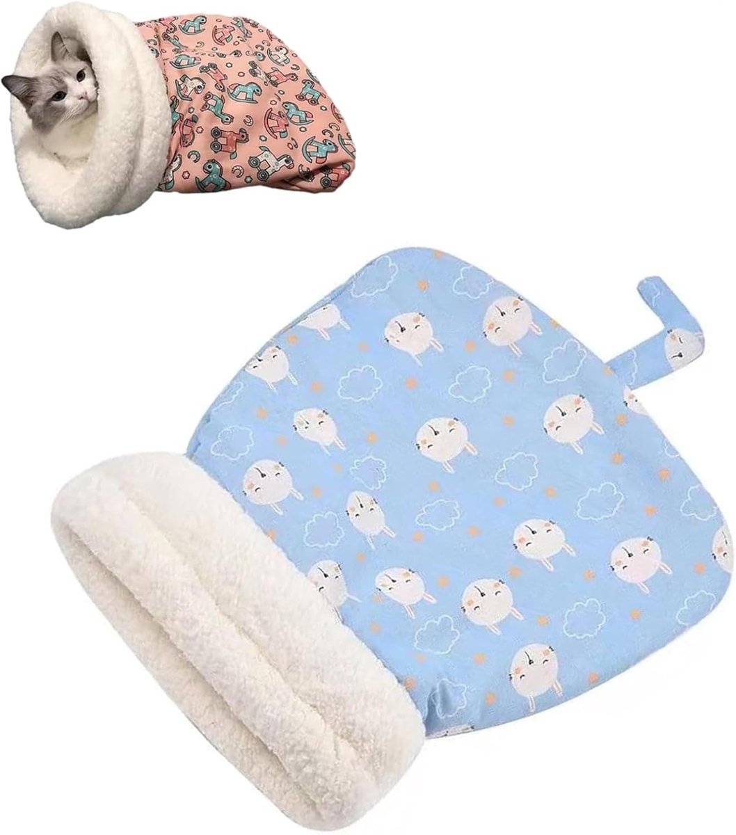 Daity Kattenslaapzak - kattenslaapzak voor binnenkatten - comfortabel kattenbed - kattenslaapzak - zacht en donzig wasbaar kattenbed - kattendeken voor binnenkatten (D)