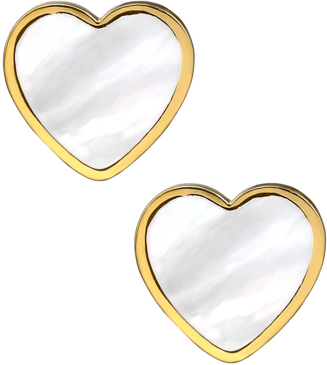 MAXTE Hart Oorknopjes Chirurgisch Roestvrij Staal Goud – Parelmoer Look – Hypoallergene Dames Oorstekers 7,8 x 9,1 mm
