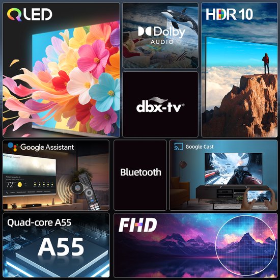 CHiQ L32QST - Smart TV 32 Inch - Full HD - QLED Pro - Google TV - Randloos Metal Design - Dolby Audio - Nieuw