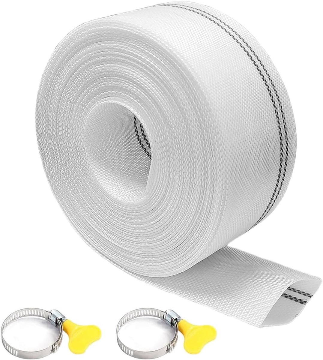1 1/4 Inch Flat Dust Hose - 32 mm Inner Diameter - Inclusief 2 RVS Slangklemmen - Voor Tuin - Landbouw - Industrie - Vervuilde Waterpompen