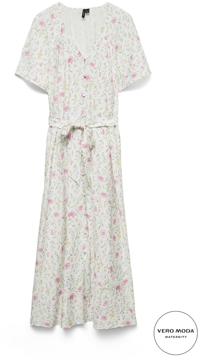 Vero Moda MATERNITY - VMMJULIETTE 2/4 SHIRT TIE DRESS WVN - Dames - Maxi jurken Snow White