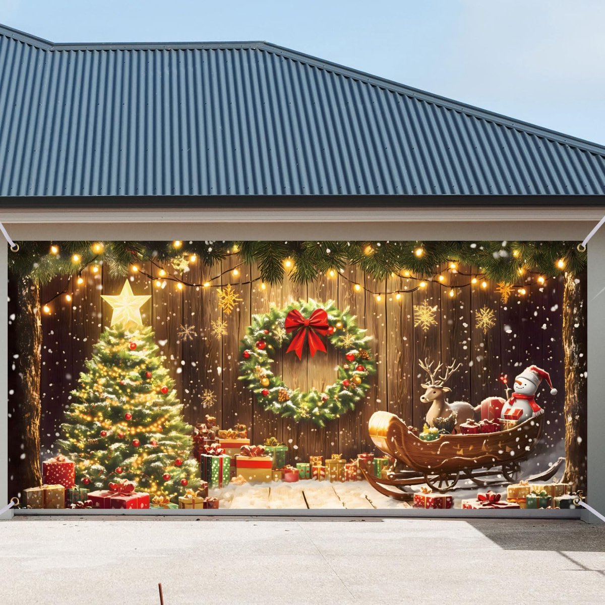Christmas Garage Door Banner, Garage Door Murals Christmas Garage Door Decorations Christmas Garage Door Cover for Garage Garden Patio Christmas Decoration