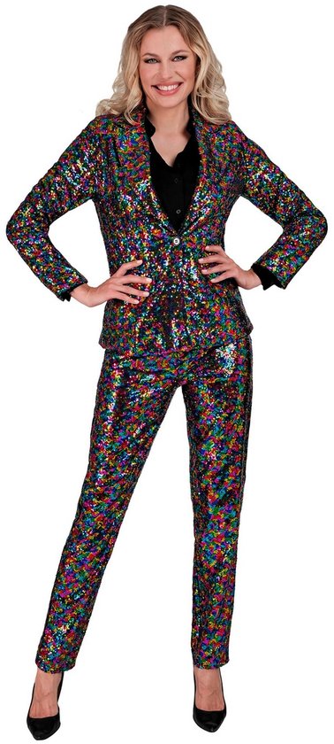 Widmann - Costume de Noël et Nouvel An - Pantalon à Paillettes Betty Confettis Femme - Multicolore - Large - Déguisements - Déguisements