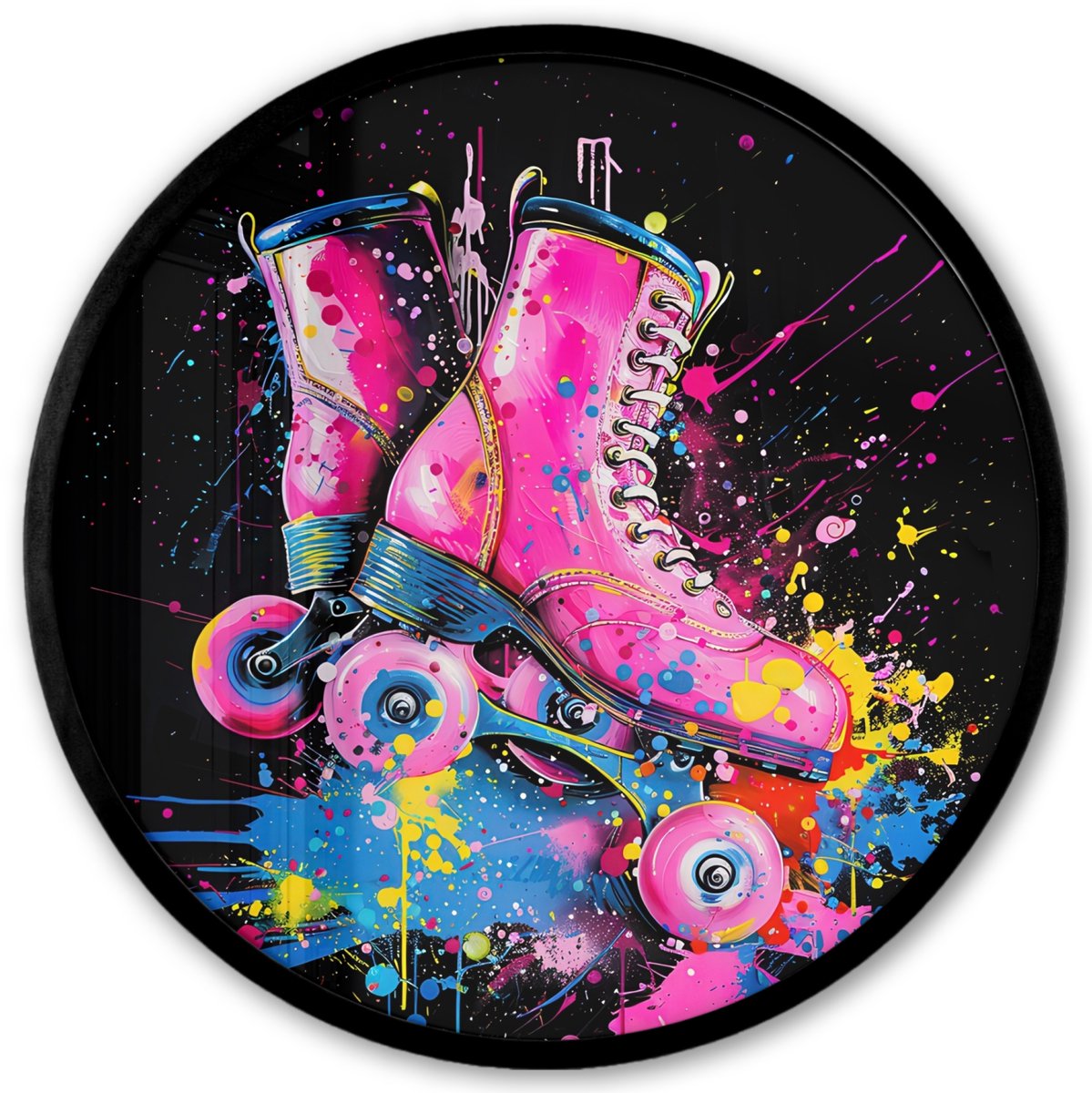 FrameYourWall Poster in lijst Rond - Fotolijst 40x40 cm - Posters - Graffiti - Sport - Rolschaatsen - Skating - Ronde posterlijst zwart - Decoratie - Wanddecoratie woonkamer - Muurdecoratie slaapkamer