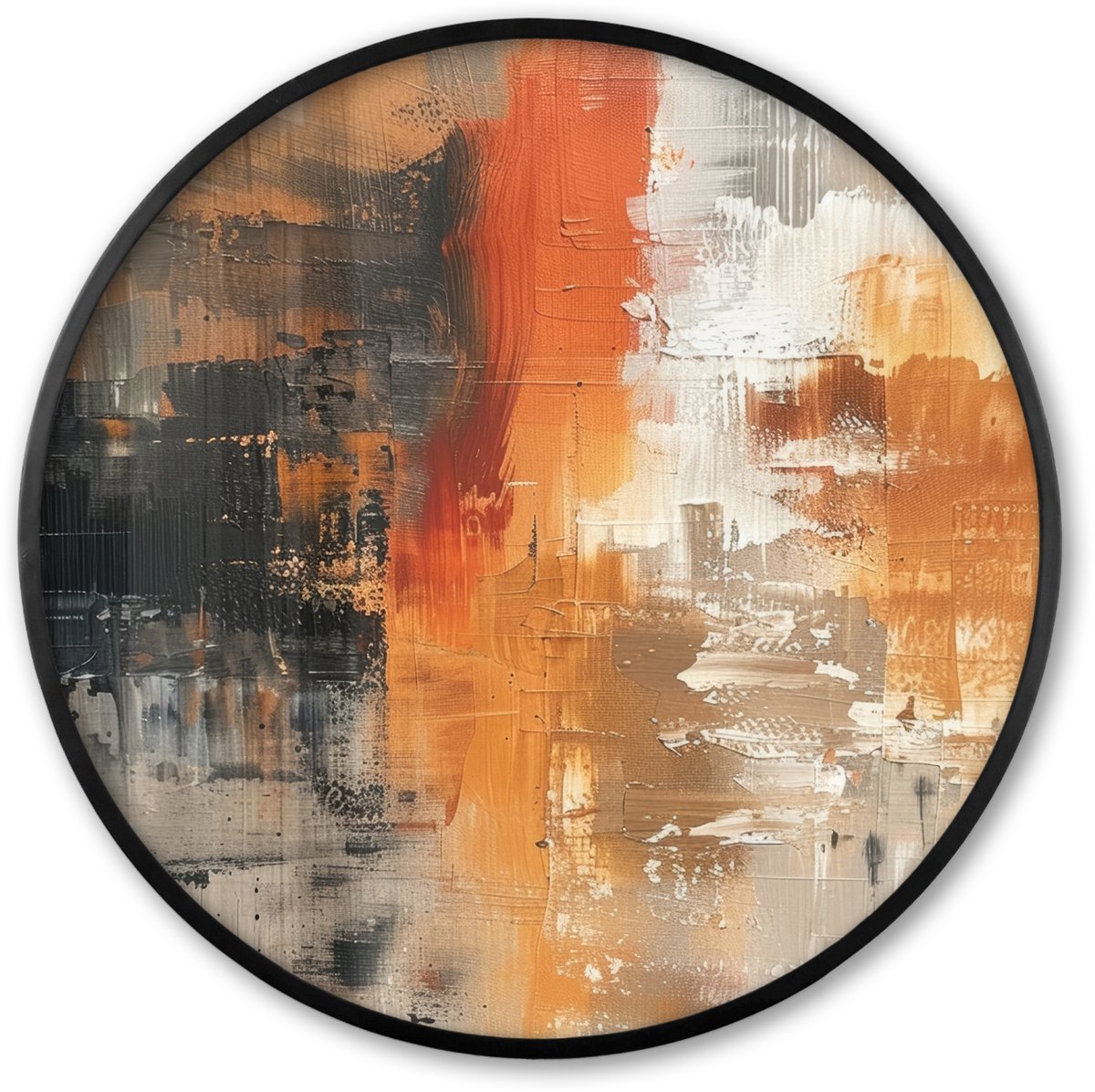 FrameYourWall Poster in lijst Rond - Fotolijst 60x60 cm - Posters - Verf - Patroon - Modern - Kunst - Ronde posterlijst zwart - Decoratie - Wanddecoratie woonkamer - Muurdecoratie slaapkamer