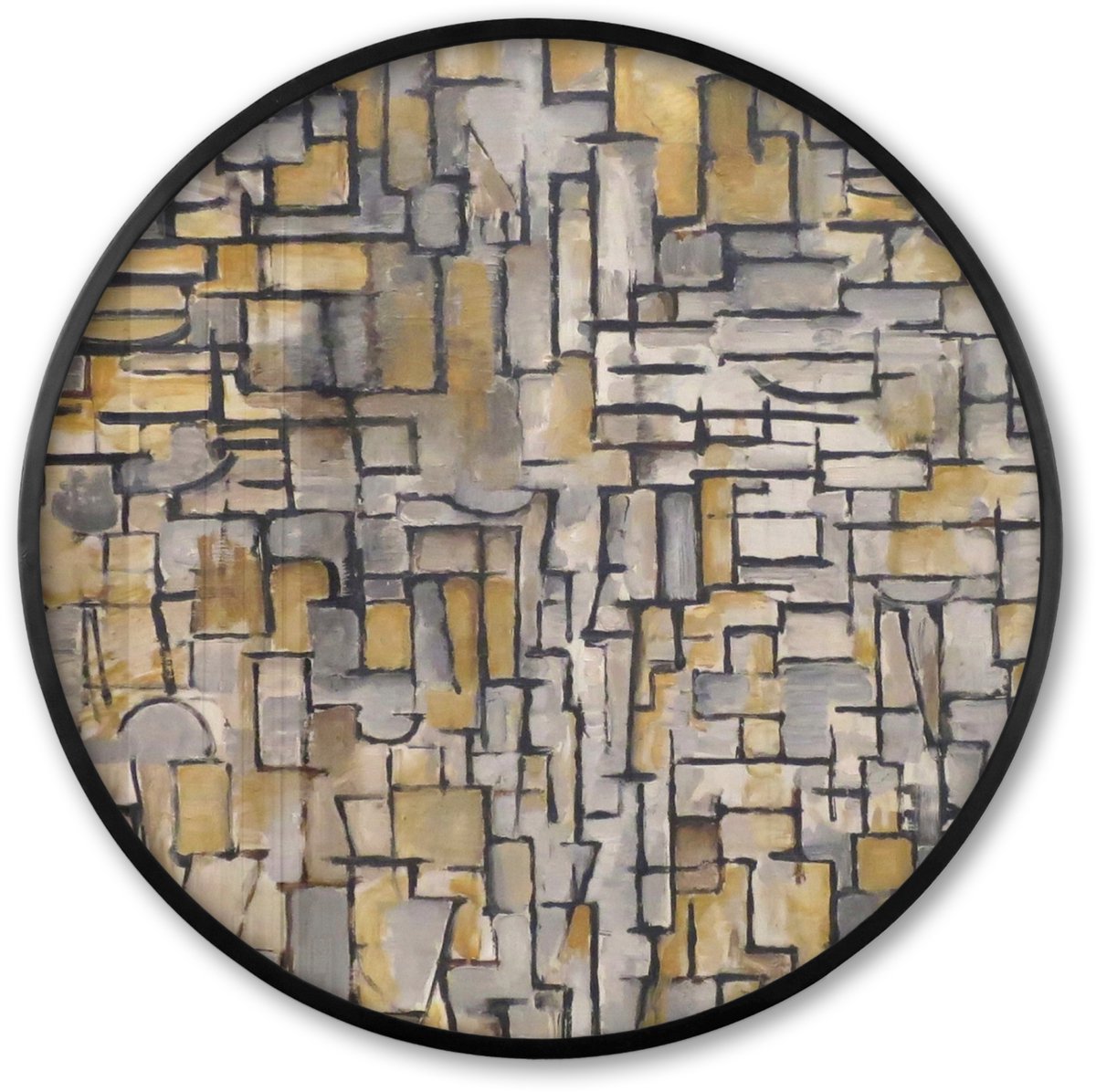 FrameYourWall Poster in lijst Rond - Fotolijst 80x80 cm - Posters - Mondriaan - Kunst - Oude meesters - Tableau I - Ronde posterlijst zwart - Decoratie - Wanddecoratie woonkamer - Muurdecoratie slaapkamer