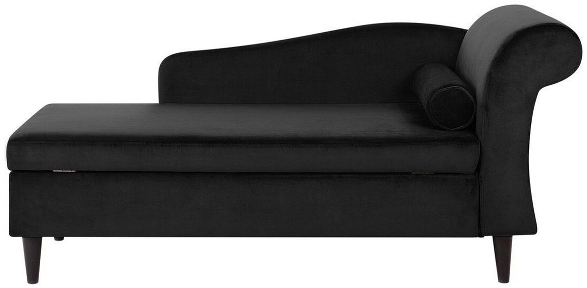 Beliani LUIRO - Chaise longue - Zwart - Rechterzijde - Fluweel