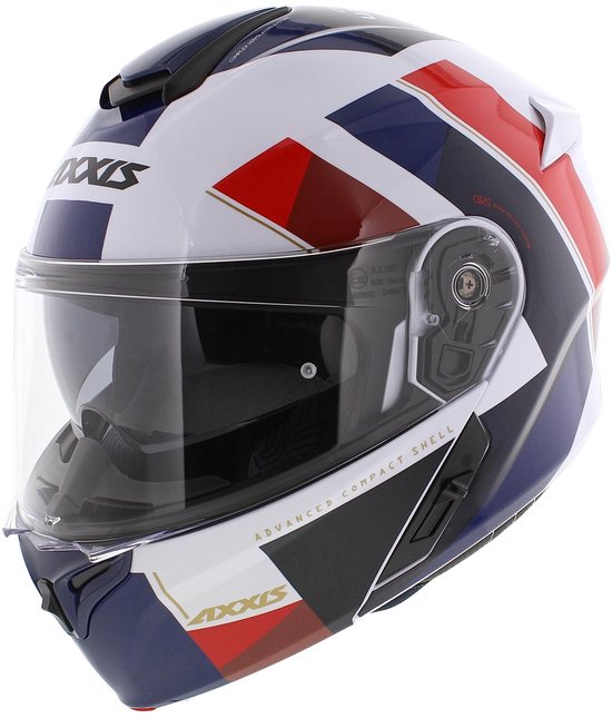 Axxis Storm S SV systeemhelm Diamond glans wit blauw rood M - Helm voor Motor & Scooter