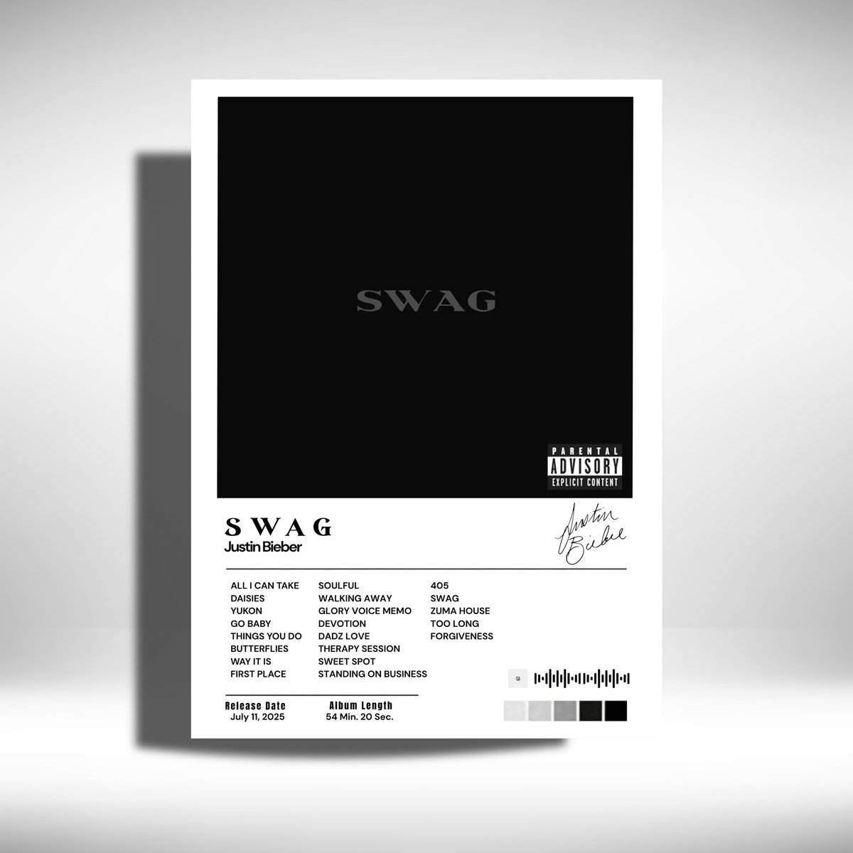 Justin Bieber - SWAG - Metalen Poster 30x40cm - album