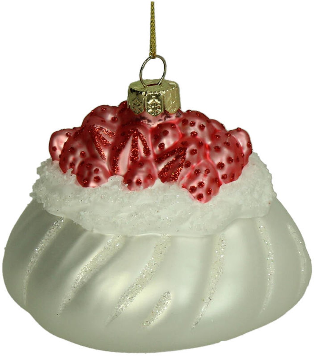 HD Collection glazen kerst ornament kersthanger Pavlova 8.9 cm uit de collectie The Christmas Bakery - de Kerst Bakkerij