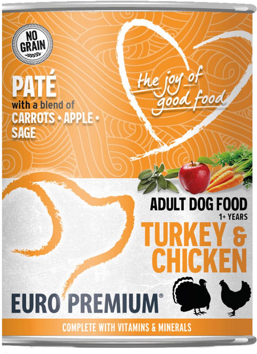 Euro-Premium Paté Adult Hondenvoer Nat Turkey & Chicken - 400 gr