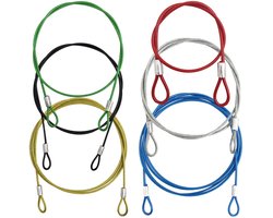 6pcs Steel Safety Cable, 2mm Safety Cable Lock, Safety Cable, Slide Security Wire Rope with Double Loop for Stage Lighting Luggage Lock/Exterior Doors/Photo Frames