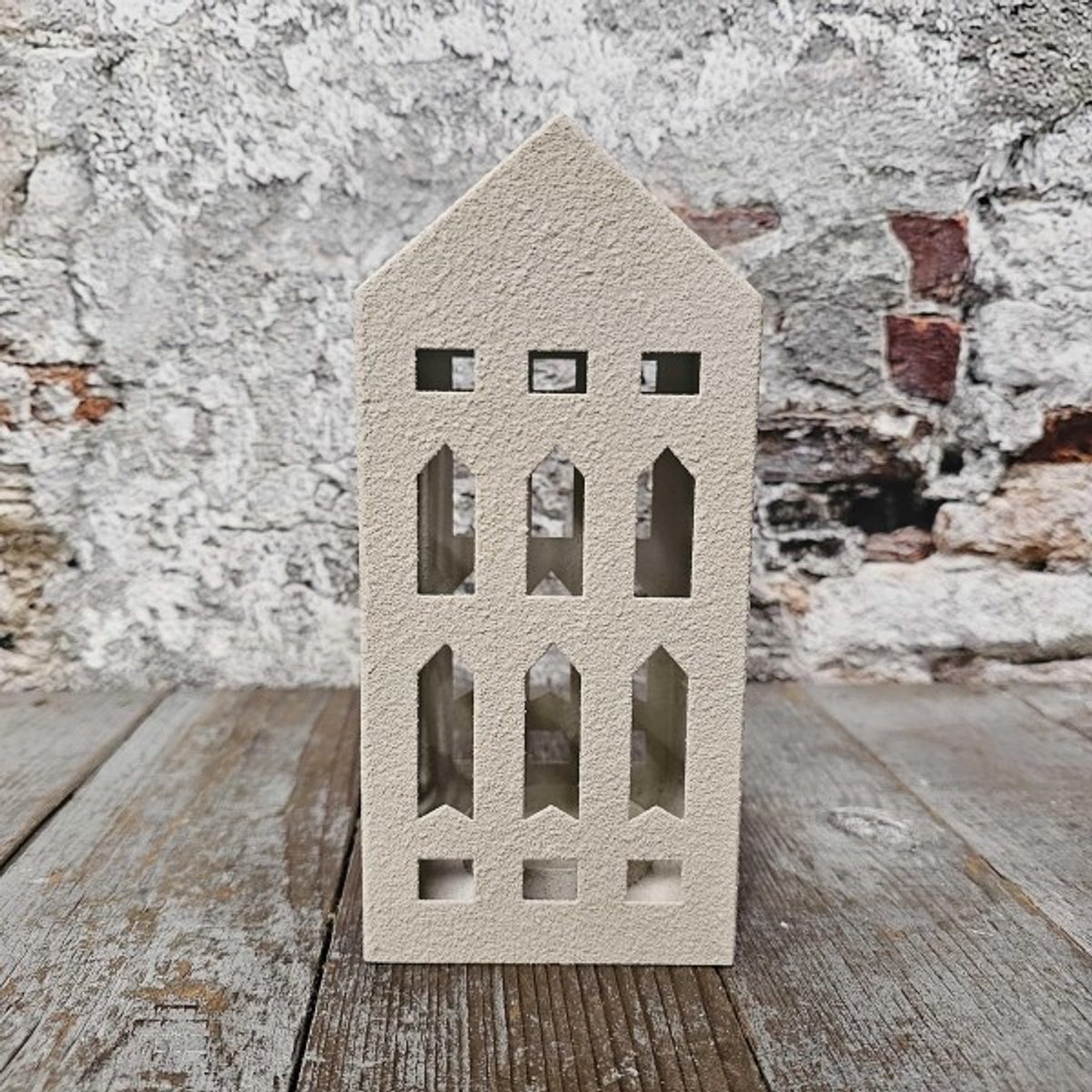 waxinelichthouder huis creme