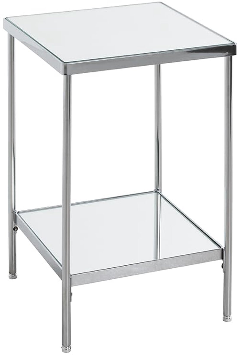 Azomor® Stijlvolle Art Deco Bijzettafel met Chromen Frame en Spiegelglas