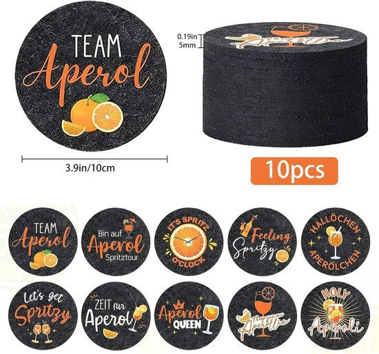 Gin cadeauset, 12 stuks, 6 stuks vilten onderzetters met ginspreuken