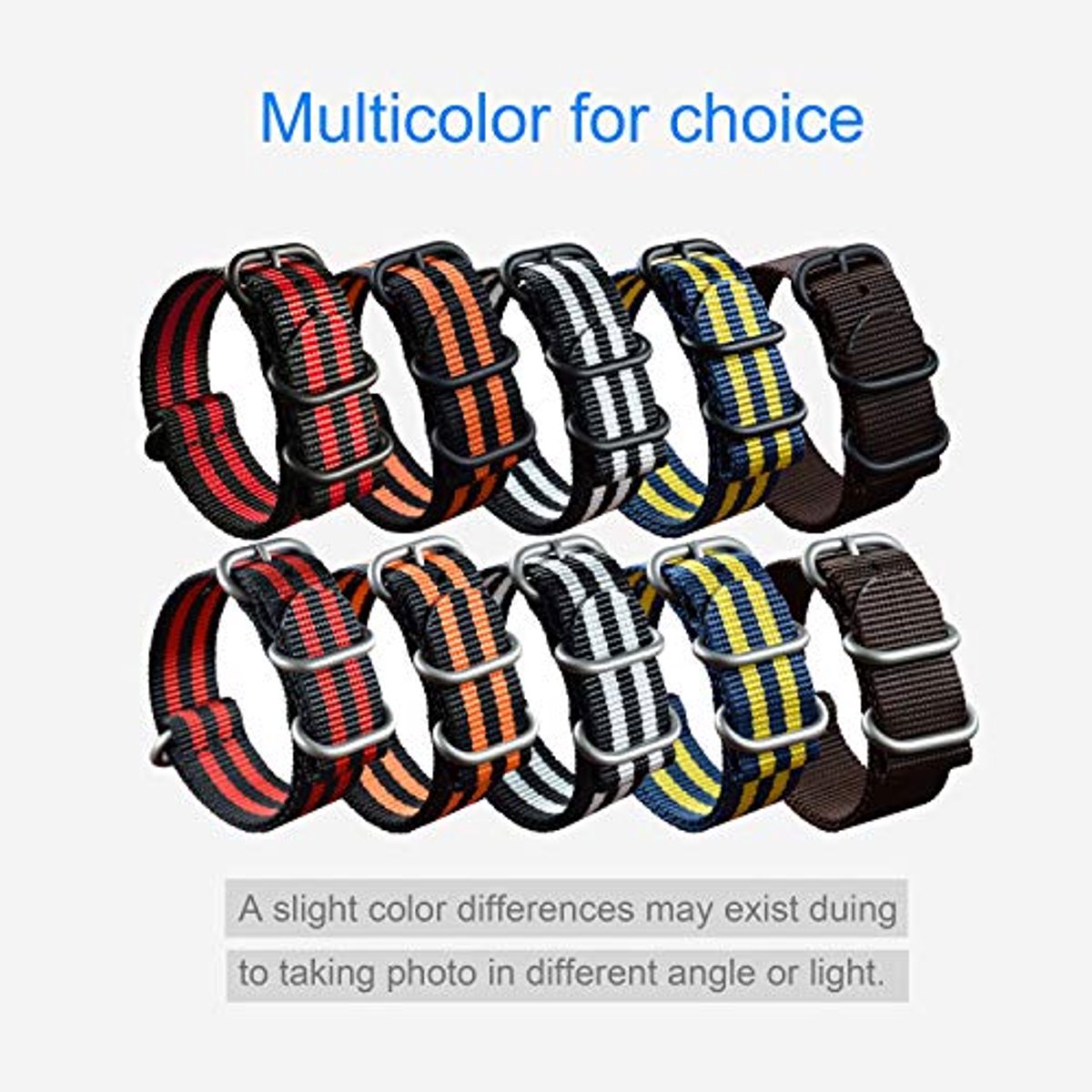 Nylon Horlogeband voor Heren met Mat Zwarte Afwerking en 4-Rings Gesp