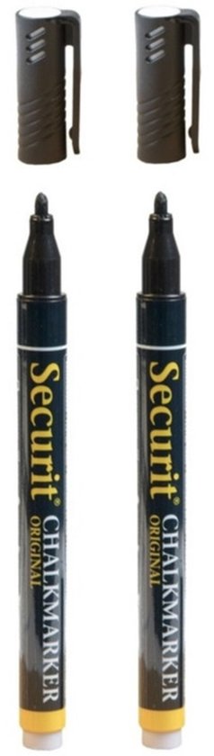 3x securit krijtbord stift - zwart - ronde punt - 1-2 mm - voor borden