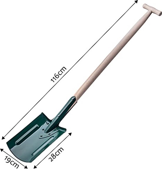 Ergonomische Spade voor Tuinieren, Tuinschop met Houten Steel voor Diep Graven, Ideaal voor Harde Bodems en Planten — afbeelding 4