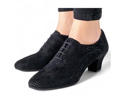 Runa - Teacher dames dansschoen - Zwart brokaat met glitter - Splitzool voor maximale flexibiliteit - Zachte leren voering - Comfortabele 4,5cm hak - Perfect voor lange dansavonden - Training, Salsa, Latin - Werner Kern - Zwart - 41 1/3