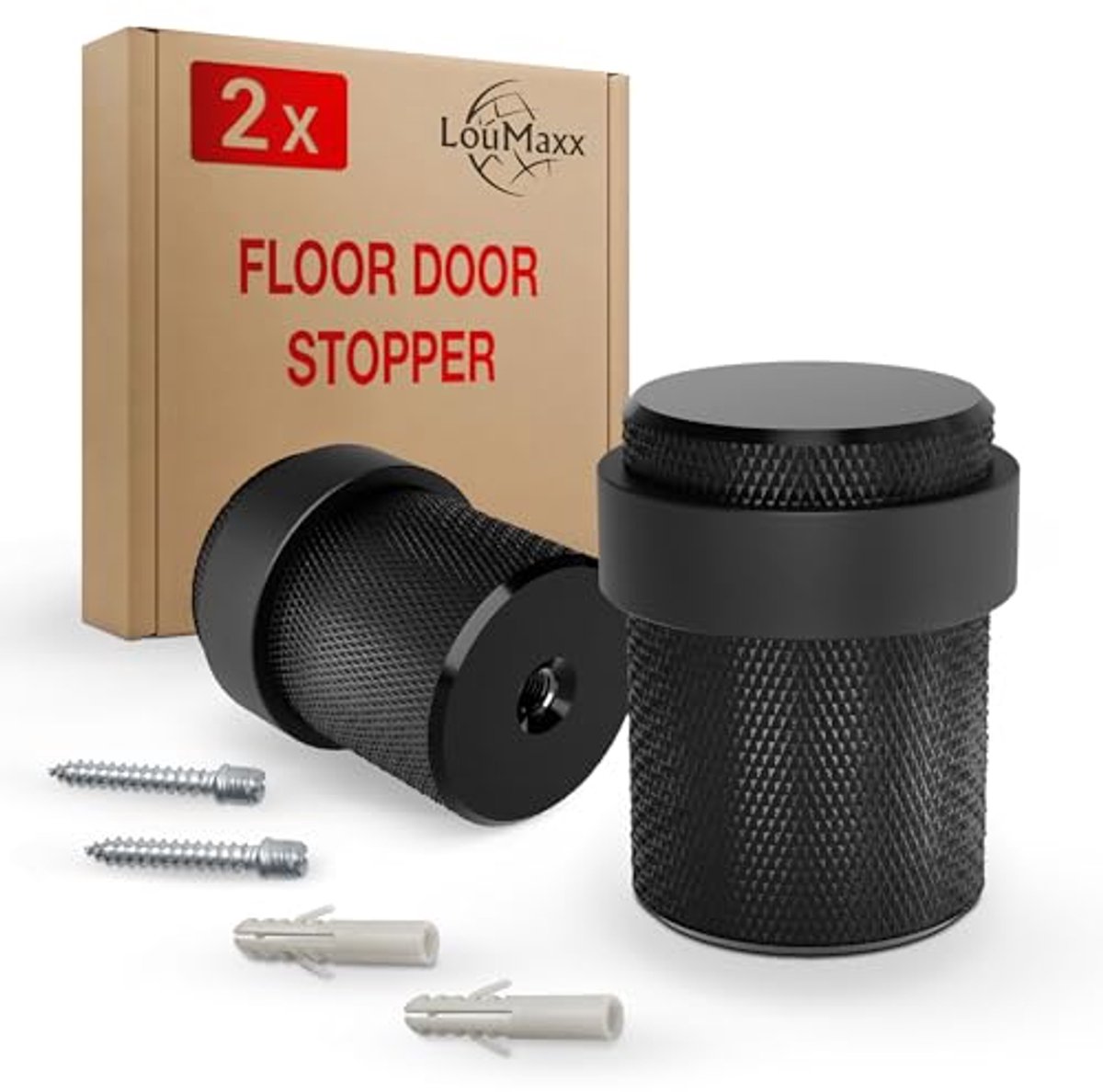 Metaal Vloer Deurstopper - Set van 2 in Mat Zwart voor Massieve Deuren