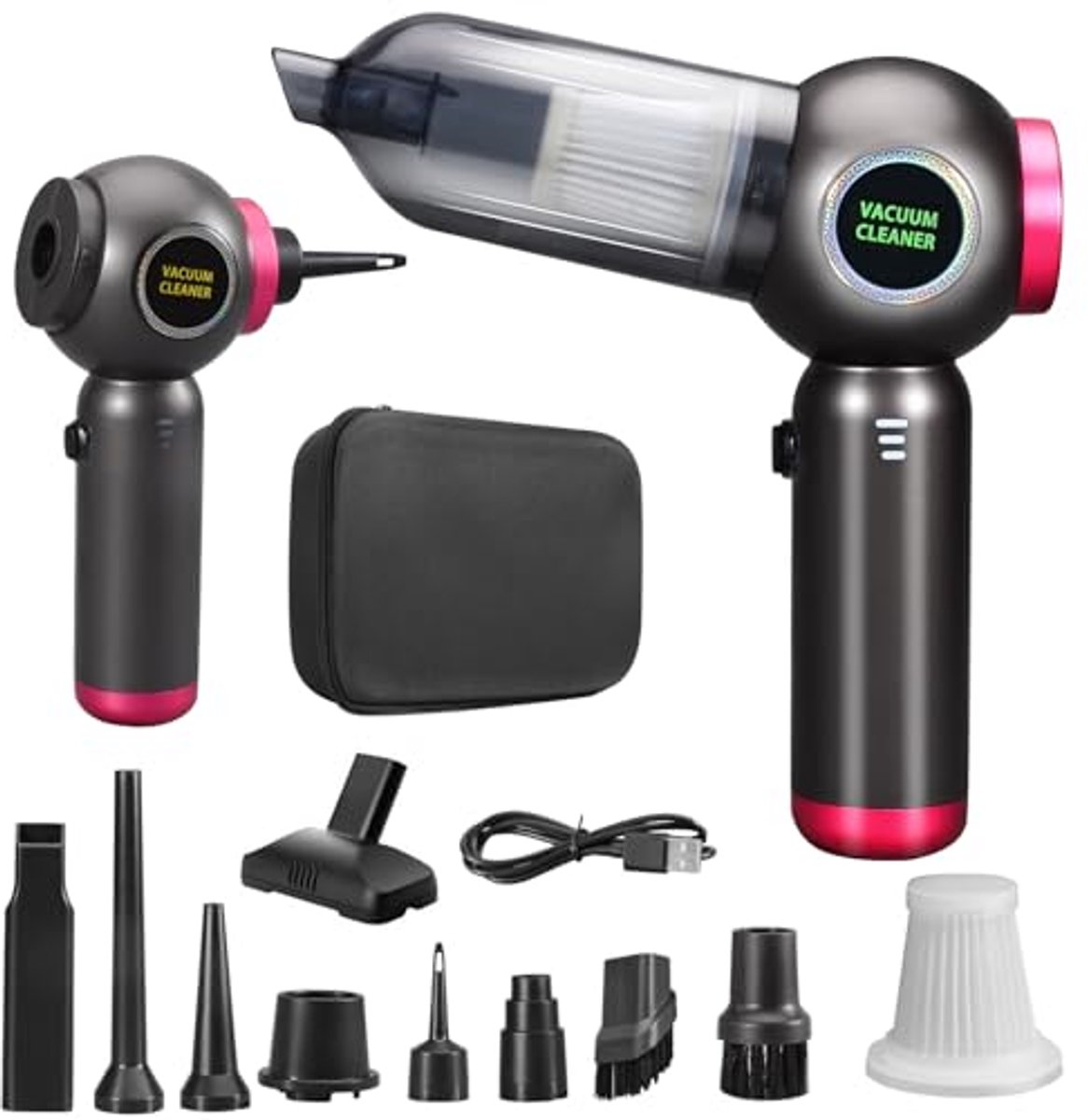 Handstofzuiger 22000 Pa - Draadloos, USB-oplaadbaar, Draagbaar en Lichtgewicht voor Kantoor, Huis, Keuken en Dierenharen