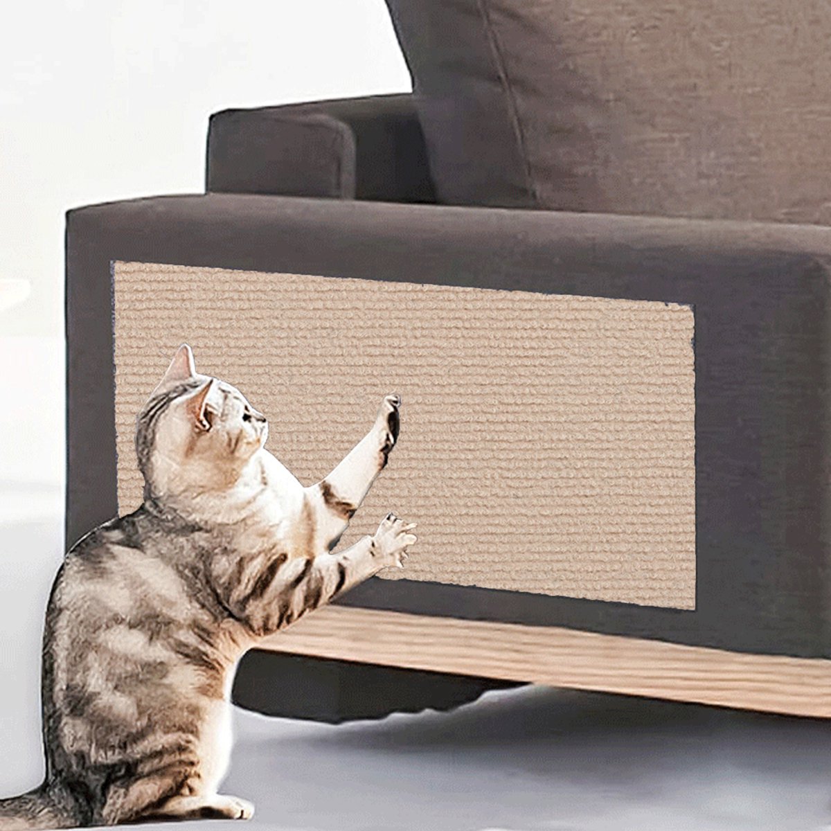 CHIWIN Kattenkrabmat – Zelfklevende Krabmat 30 x 100 cm (3 stuks) – Katten Krabtapijt voor Bank en Meubels – Meubelbescherming tegen Krassen – Snijbaar en Herbruikbaar – Beige