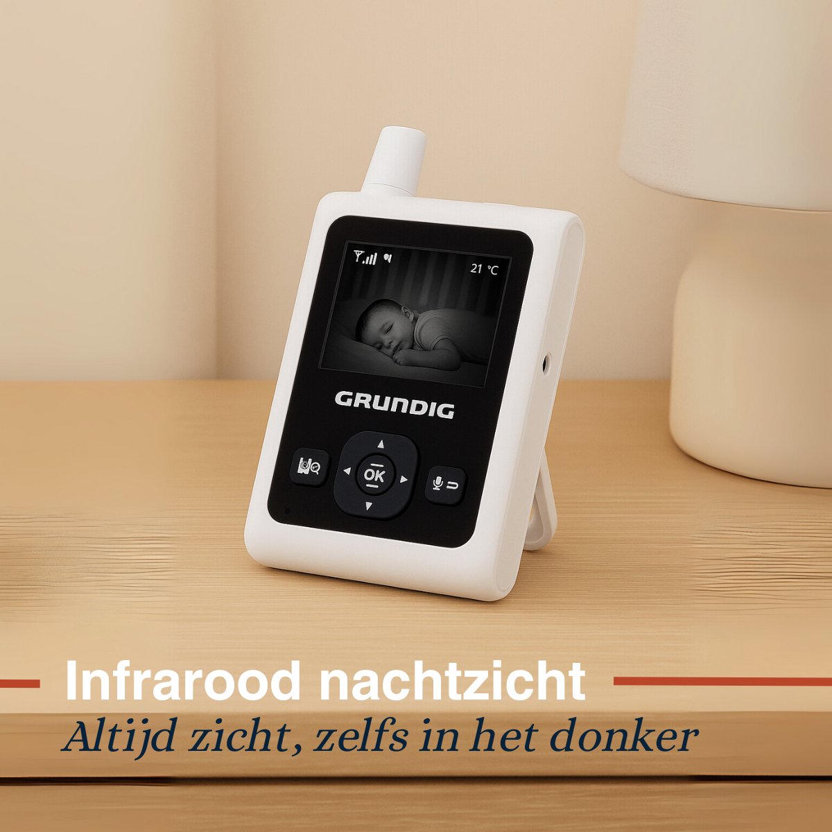 Grundig Video Babyfoon met Camera - Baby Monitor met 2-inch Kleurenscherm - Babyphone met Nachtzicht, Temperatuurweergave en Terugspreekfunctie - Wit thumbnail 5