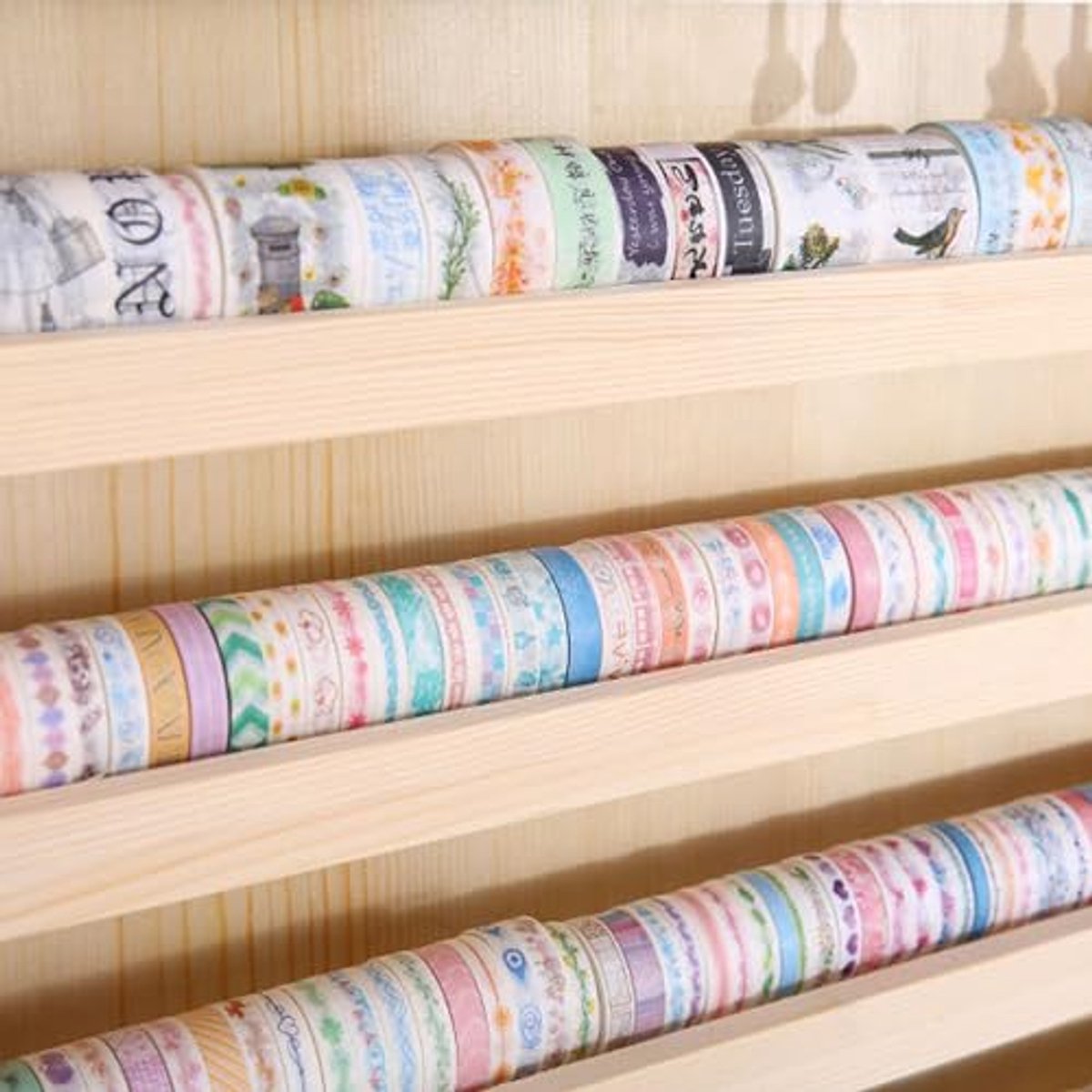 Houten 3-laags opbergorganizer met hanghaak - Opbergdoos voor washi tape, naaibenodigdheden, kantoorartikelen, knutselspullen en sieraden — cadeau in Wonen & Interieur - foto 3