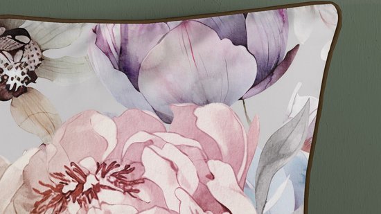 Descanso dekbedovertrek bloemen - 1 persoons 140x200/220 cm - Grijs - 100% Katoen satijn — afbeelding 5