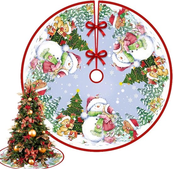Kerstboomrok - 90cm - Kerstboomkleed - kerstboomrokkraag - kerstboomvoethoes - kerstboommat - polyester kerstboomrok voor Kerstmis - kerstversieringen - kerstfeestdecoratiebenodigdheden - woondecoratie - kerstboomversieringen - sneeuwpop