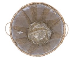 Plantenmand van zeegras met handvat - 27 x 24 cm - Decoratieve bloempot voor kamerplanten