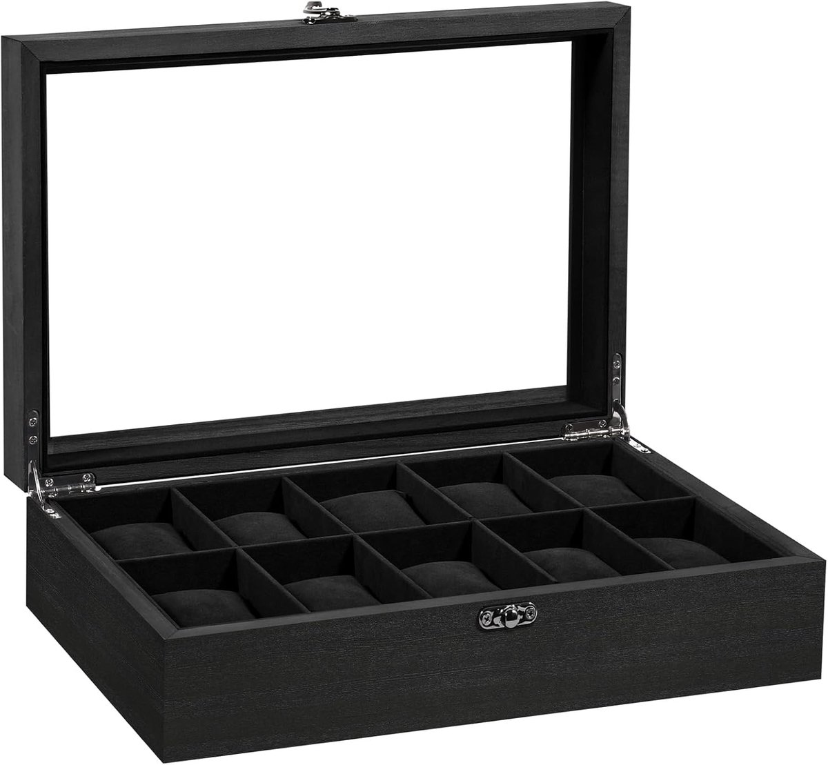 Uten Luxe horloge doos - horlogebox hout Heren Dames - 10 vakken - Horlogedoos - Sieradendoos - Zwart