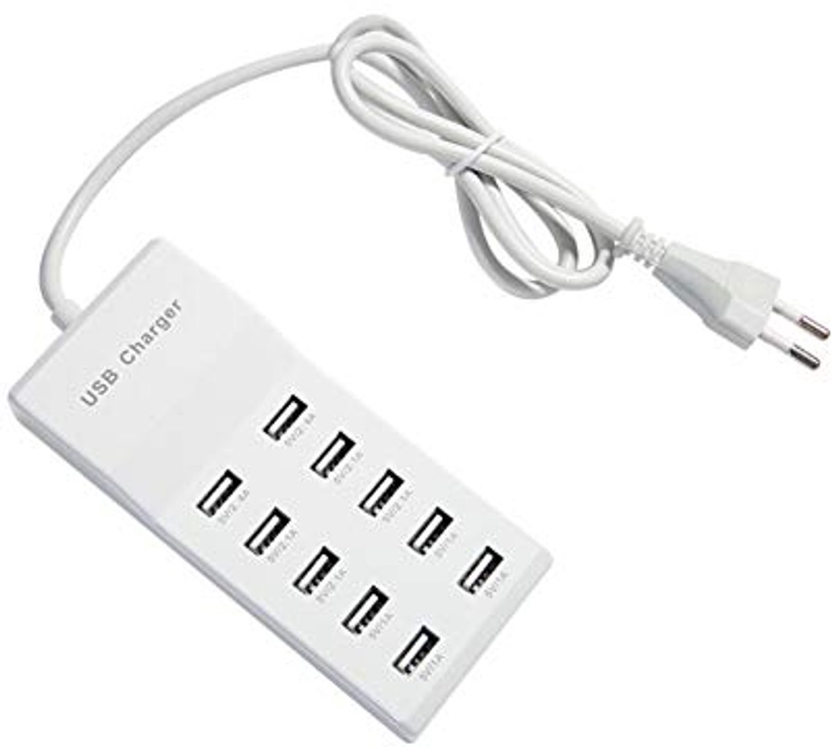 10-poorts USB snellader voor telefoons, tablets en camera's