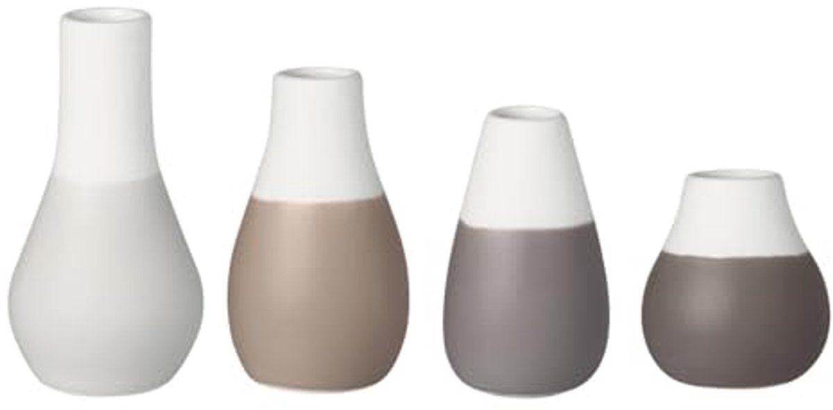 Mini Pastel Vazen Set van 4 in Grijstinten - 4,5 en 8 cm