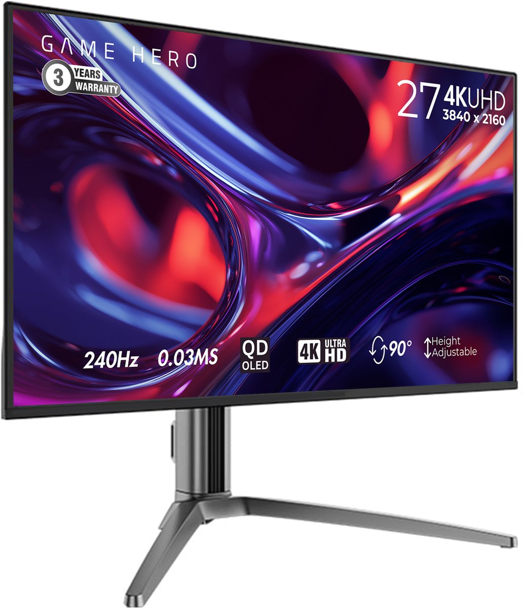 GAME HERO® 27 inch 4K QD-OLED 0.03 ms Gaming Monitor - 240Hz thumbnail 4