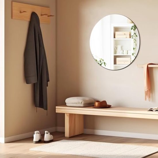 TSKDKIT 30 cm Ronde Muurspiegel Zelfklevende Cirkel Glas Spiegel HD Stick op Spiegels Frameloze Decoratieve Spiegels voor Badkamer, Slaapkamer, Woonkamer, Deur etc