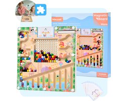 Mauzek® Magnetisch Doolhof – Montessori speelgoed – Houten speelgoed – Magneet spel – Sensorisch – Activiteitenbord – Magnetisch speelgoed – Peuter Speelgoed – Voor in de auto – Voor onderweg – Jongens – Meisjes – 3 jaar – 4 jaar – 5 jaar – 6 jaar