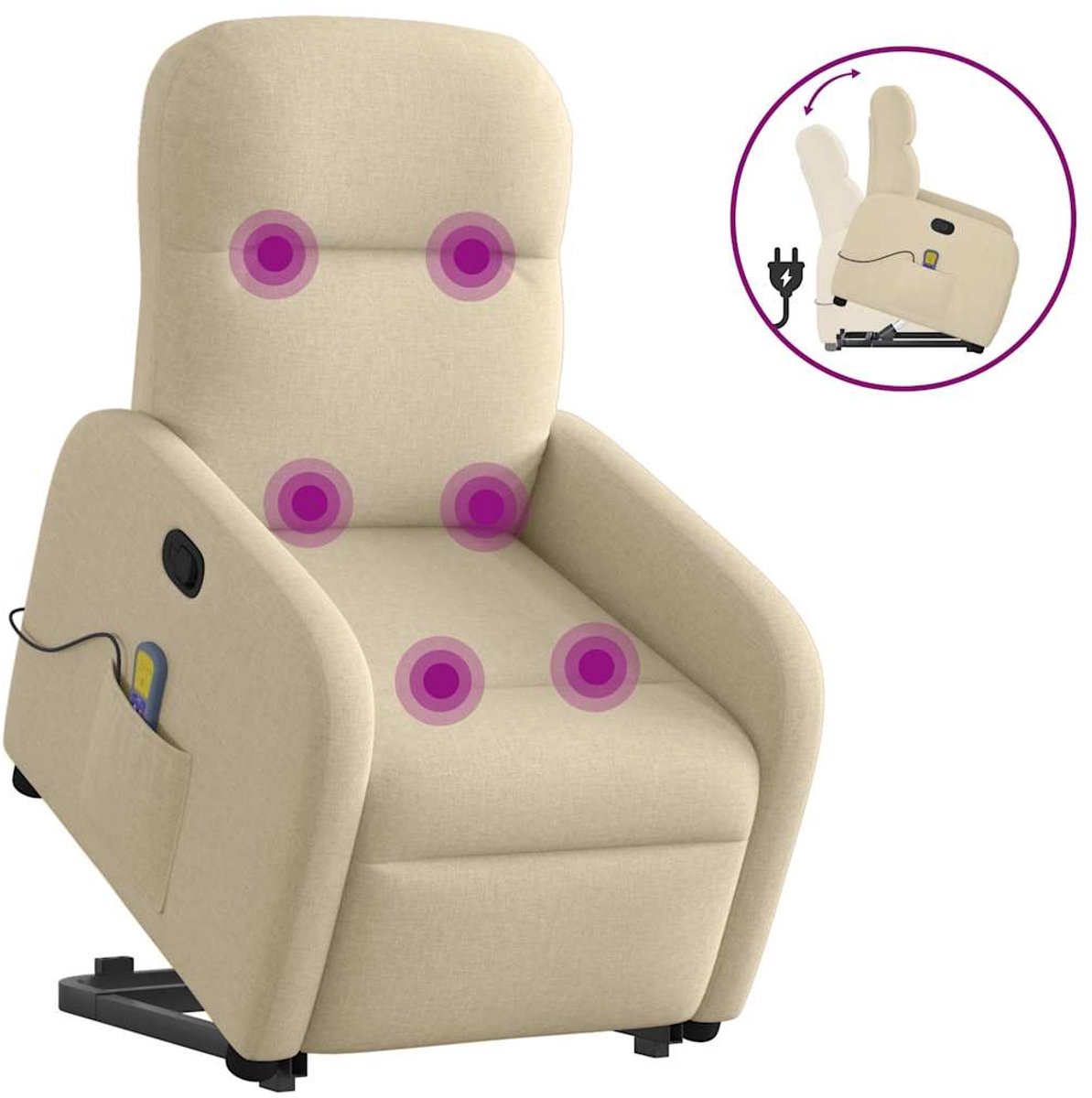 vidaXL Sta-op-massagestoel - verstelbaar - stof - crèmekleurig