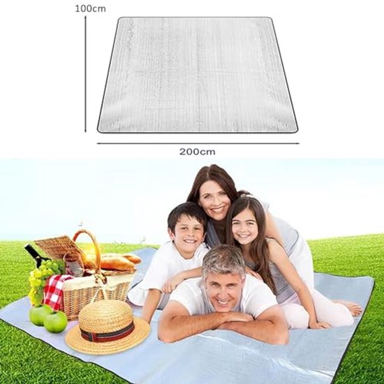 Opvouwbare Aluminium Campingvloermat 200 x 100 cm - Isolerende en Waterdichte Schuimrubberen Mat van Merkloos — afbeelding 5