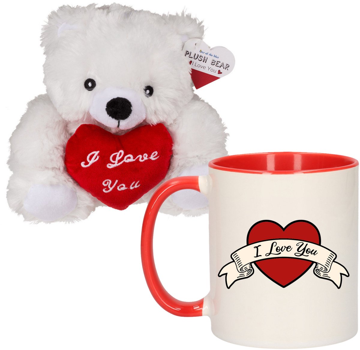 Valentijnscadeau - beertje en mok - i love you - koffiemok - knuffelbeertje - valentijnsdag