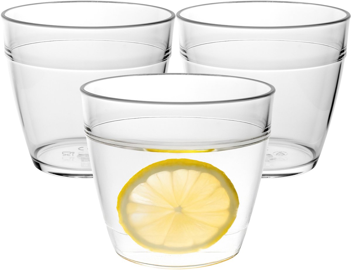 MPDrink Waterglas stapelbaar - 8x - SAN kunststof - 24 cl - onbreekbaar - herbruikbaar - waterglazen