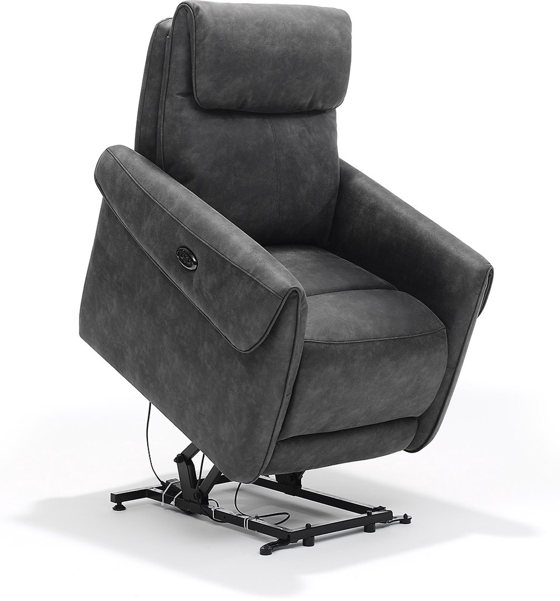 Relaxfauteuil Milan – Microleder – Sta-op stoel - Elektrisch Verstelbaar – Luxe Comfortstoel - Antraciet