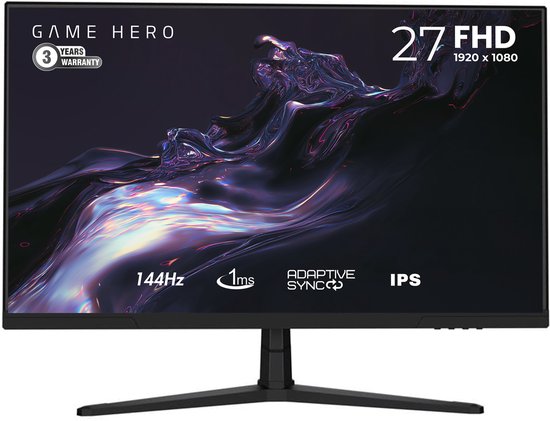 GAME HERO® 27 inch FHD Gaming Monitor - 144Hz -1ms - IPS