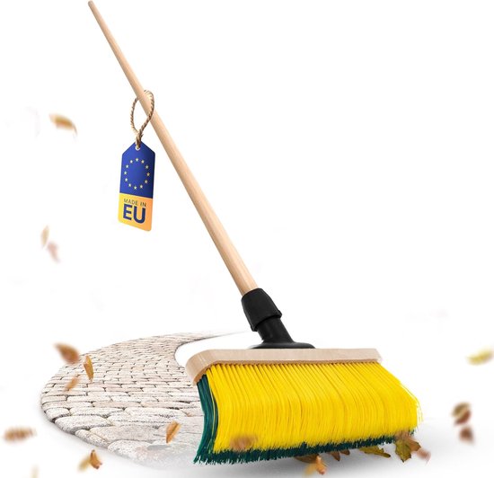 Novaliv Premium klauwbezem met steel 40 cm incl. Jumbo veeggarnituur, speciale bezem gebogen borstelharen - ideaal als tuinbezem, krabbezem, kunstgras bezem, optimaal voor camping, straatbezem