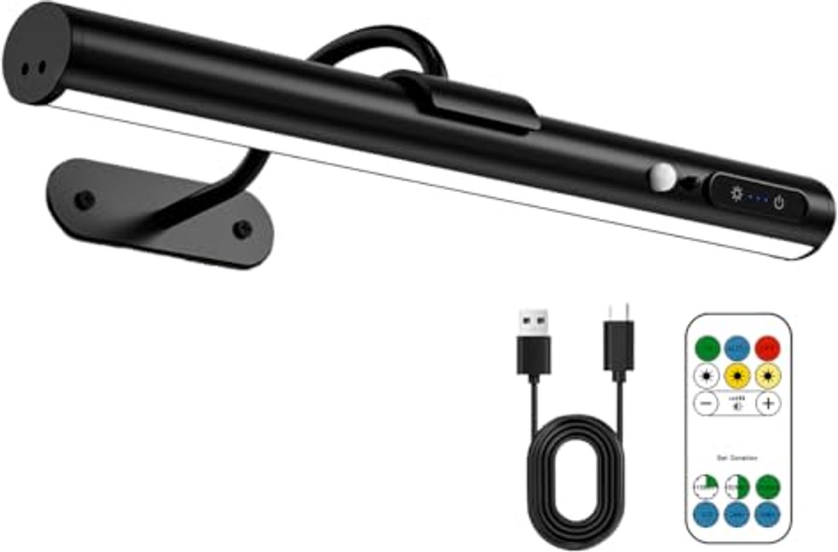 Draadloze LED Wandlamp met Bewegingsmelder en Afstandsbediening – Circa 300lm, Oplaadbaar, USB, Flexibele Verlichting voor Badkamer en Interieur
