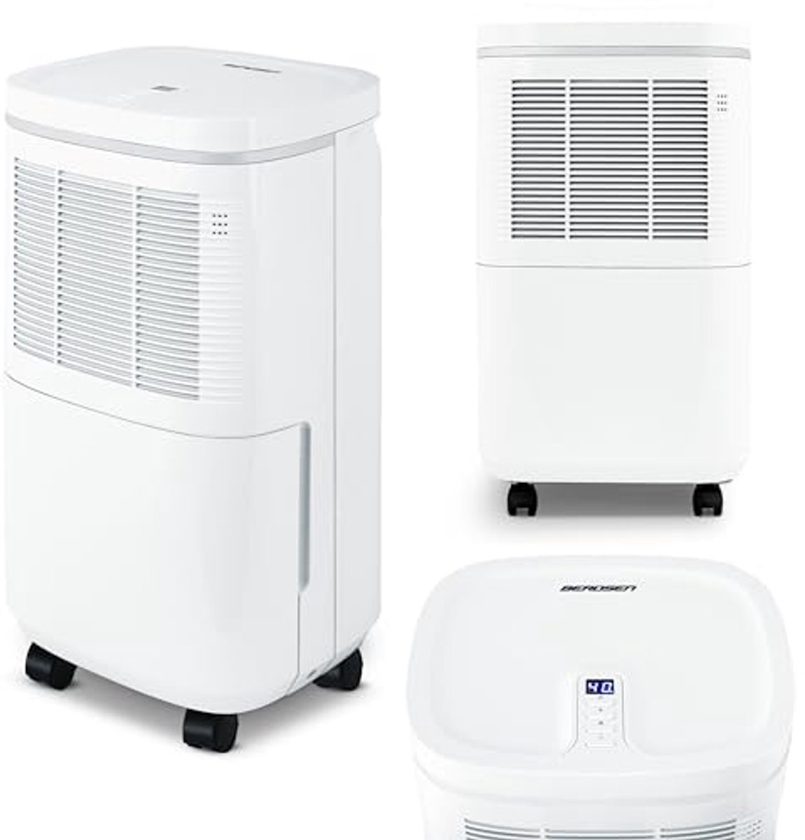Compressor luchtontvochtiger met ventilatiefunctie - Droger voor grote ruimtes tot 60m³ - Elektrisch - 10L per dag - Wit